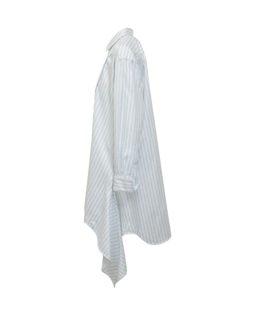 J.W. Anderson White Stripes Shirt Collar Midi Dress