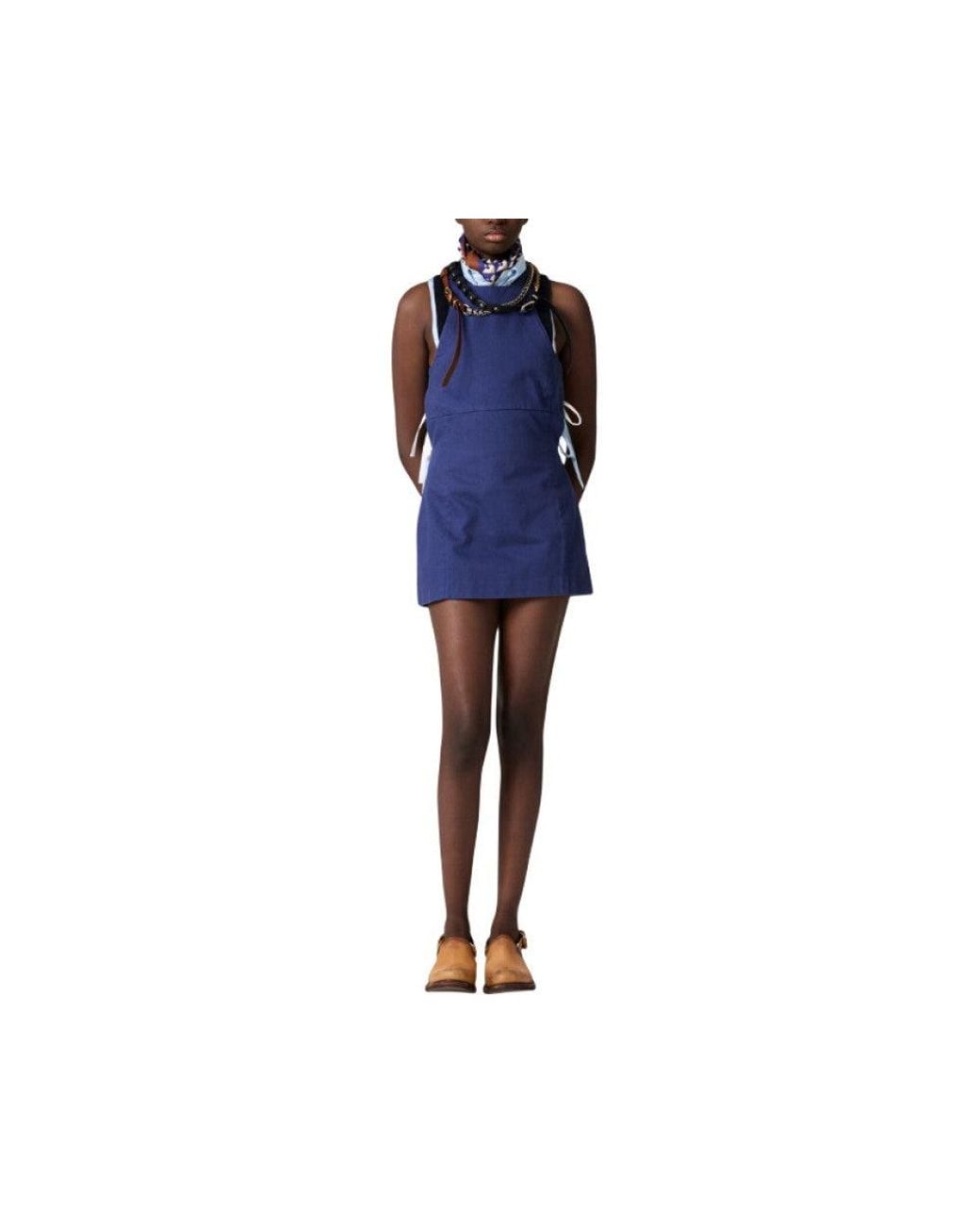 Miu Miu Blue V Neck Mini Dress