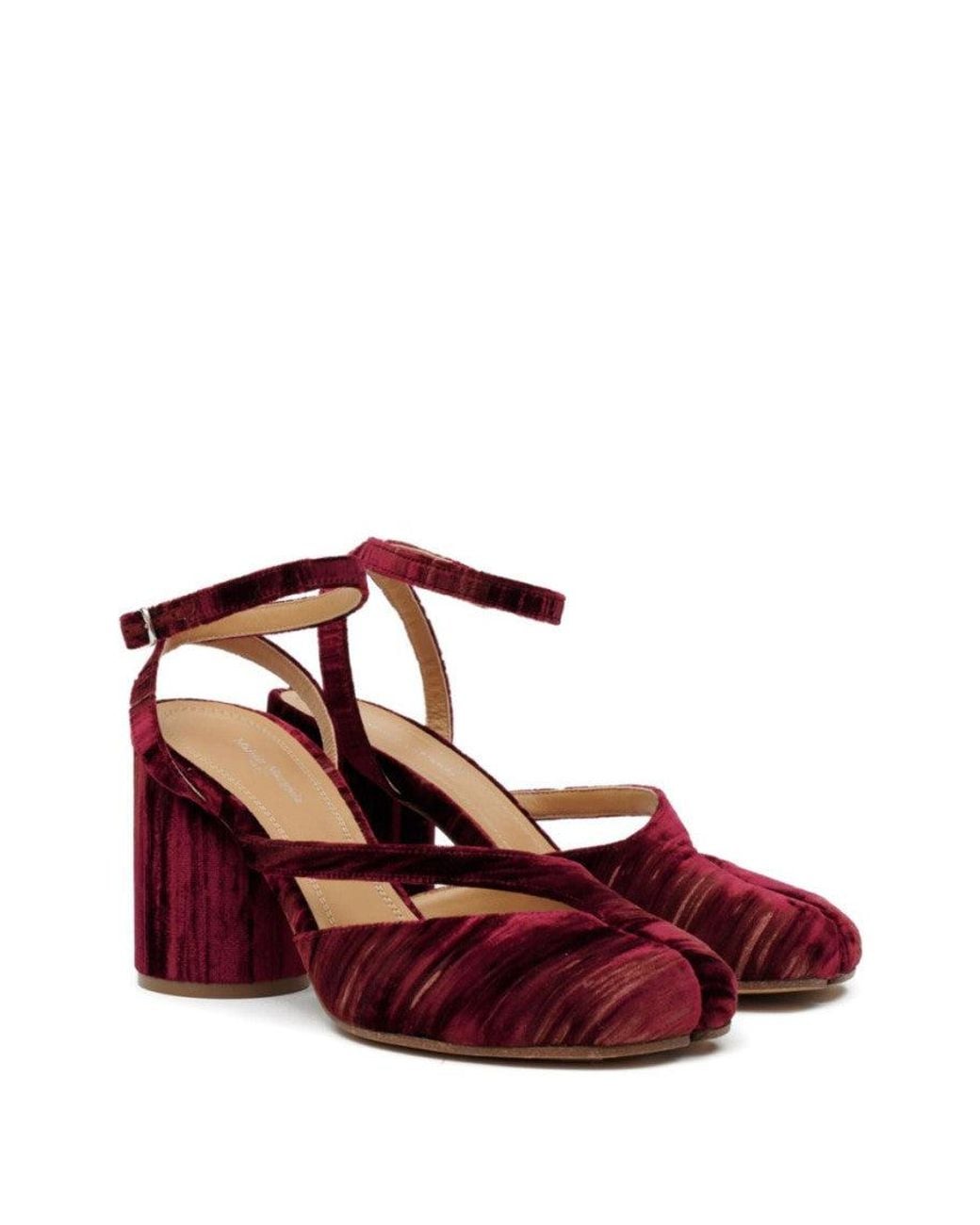 Maison Margiela Red Ankle Strap Pumps