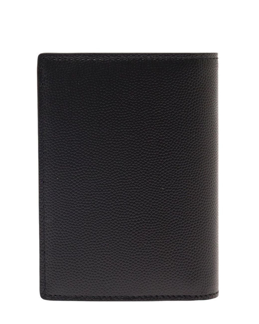 Saint Laurent Black Solid Logo Wallet for men