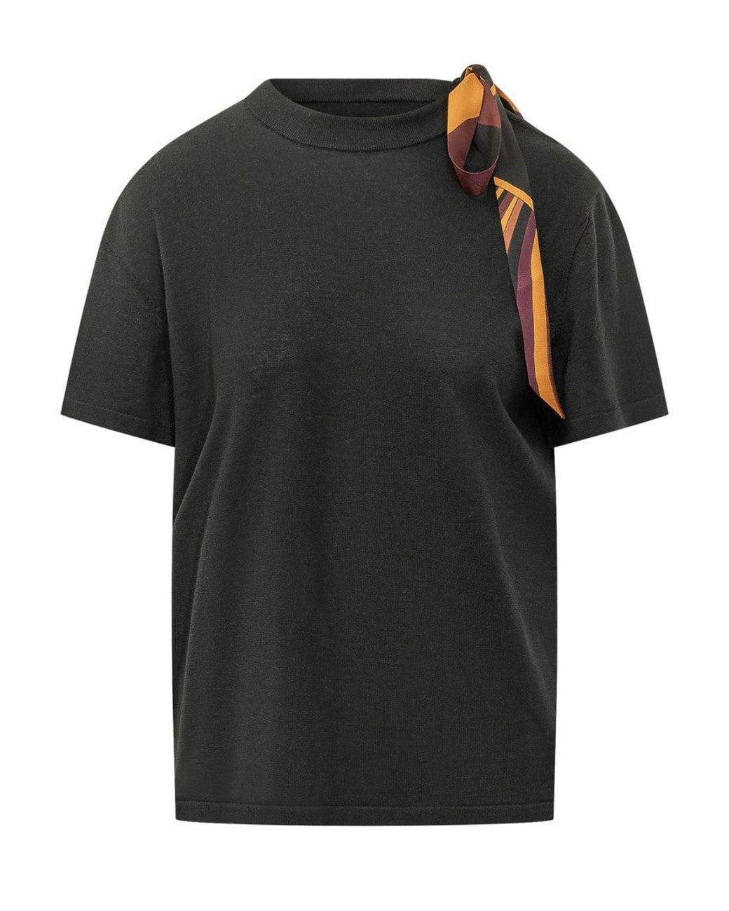 Emilio Pucci Black Foulard-Style Silk Detail T-Shirt