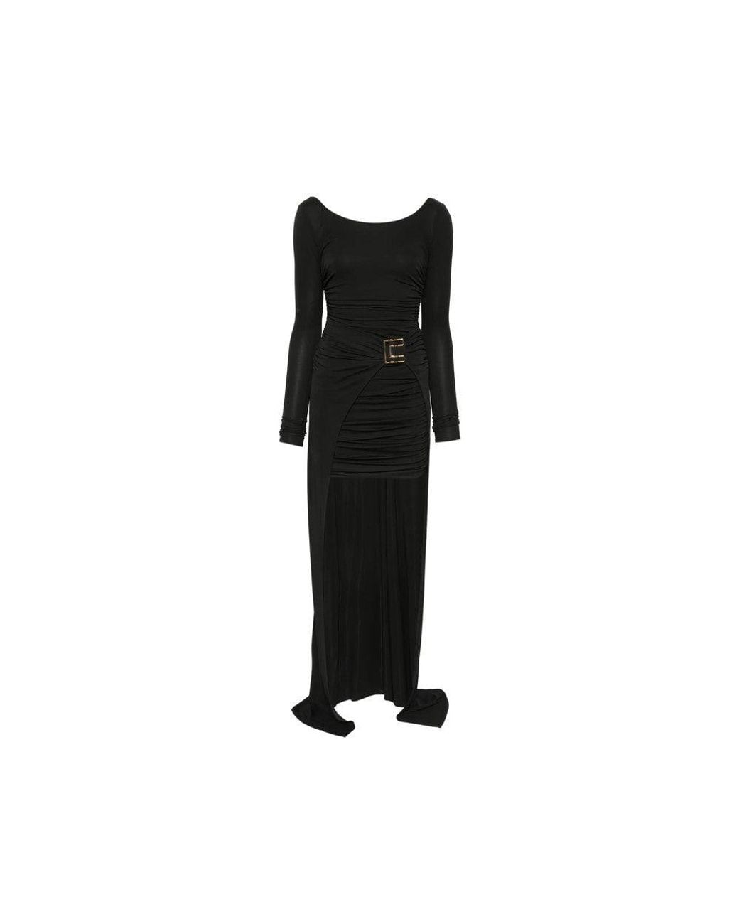 Elisabetta Franchi Black Boat Neck Mini Dress
