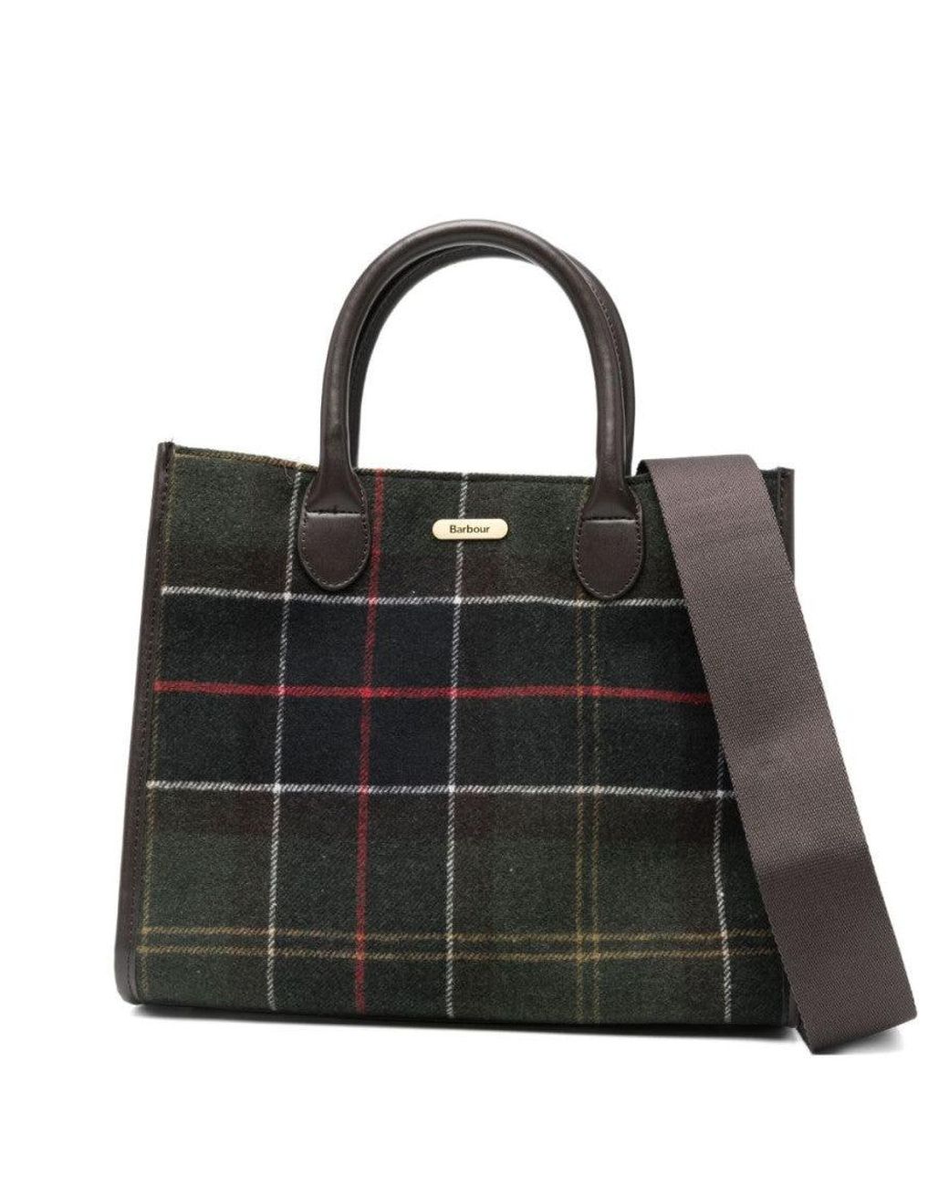 Barbour Black Tartan Wool 'Barrhill' Tote Bag
