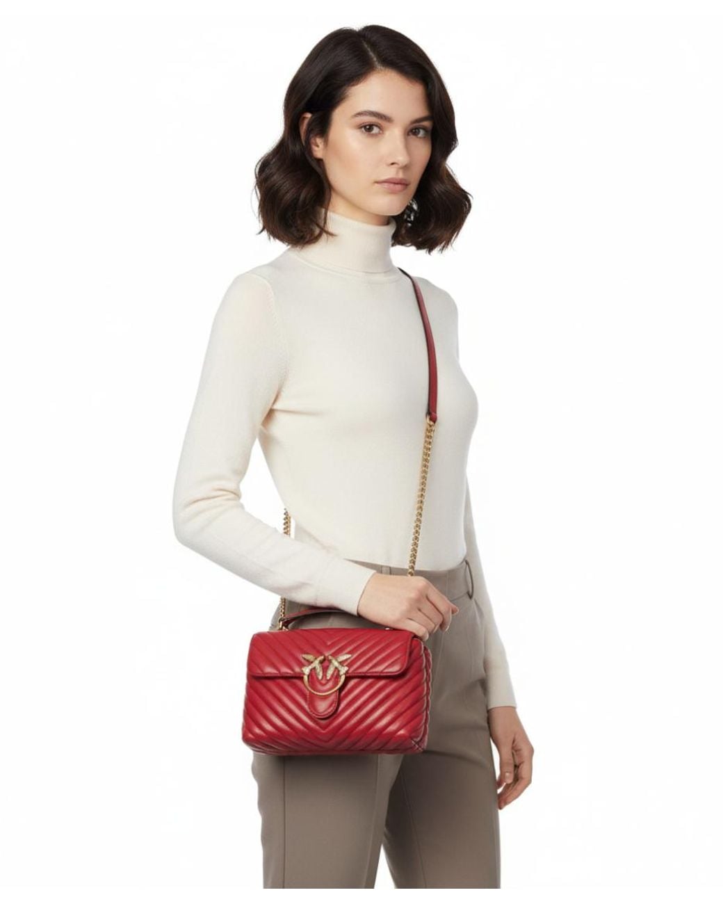 Pinko Red Lady Love Puff Mini Satchel