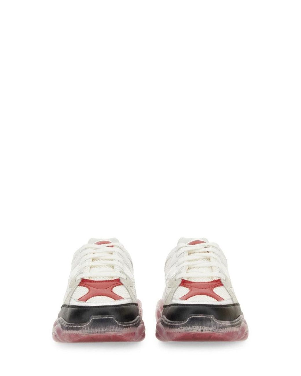 Moschino White Lace Up Sneakers