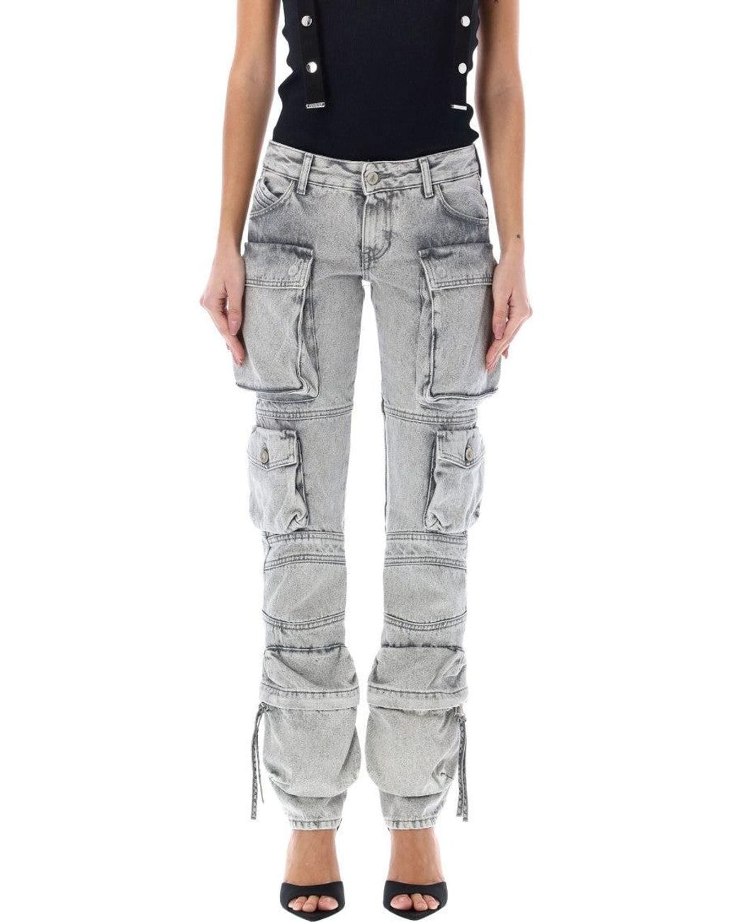 The Attico Gray Oversized Cargo Denim Pants
