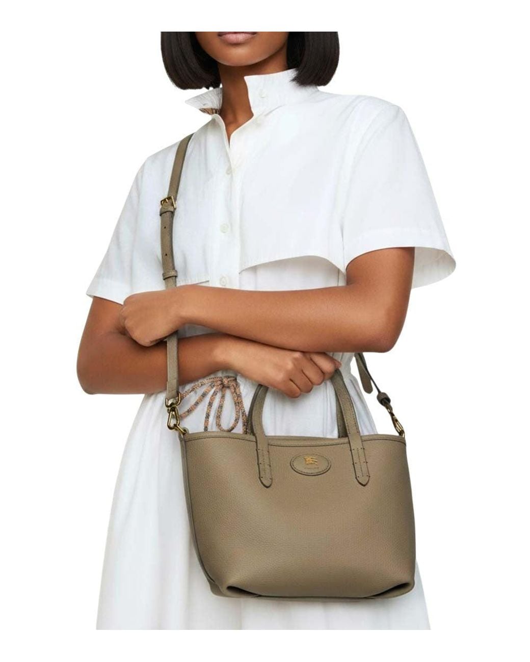 Burberry Brown Taupe Bloomsbury Reversible Mini Tote