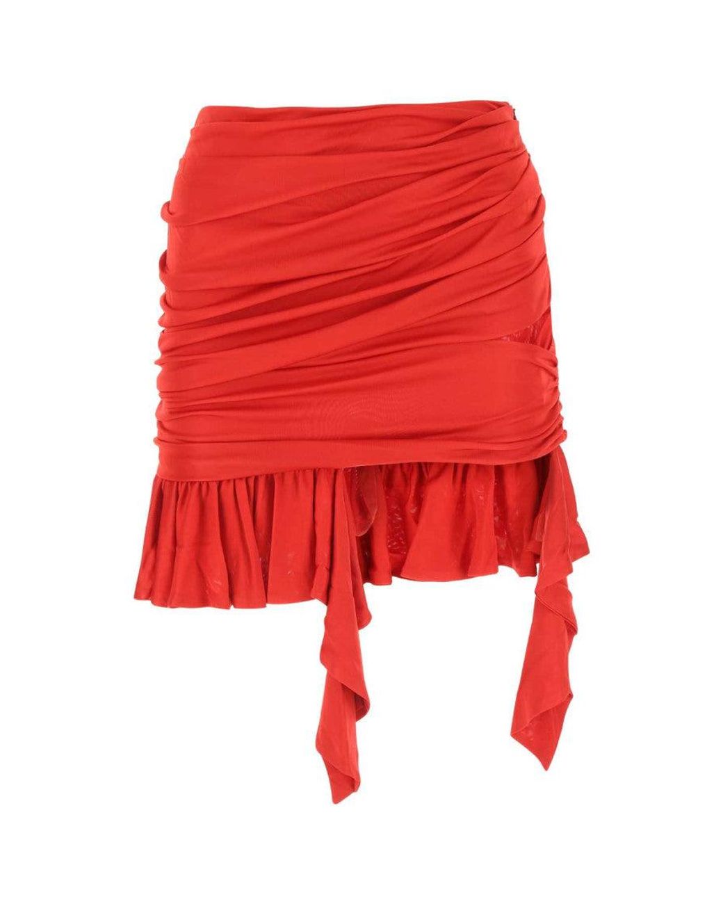 ANDREADAMO Red Ruffle-Detailing Mini Skirt
