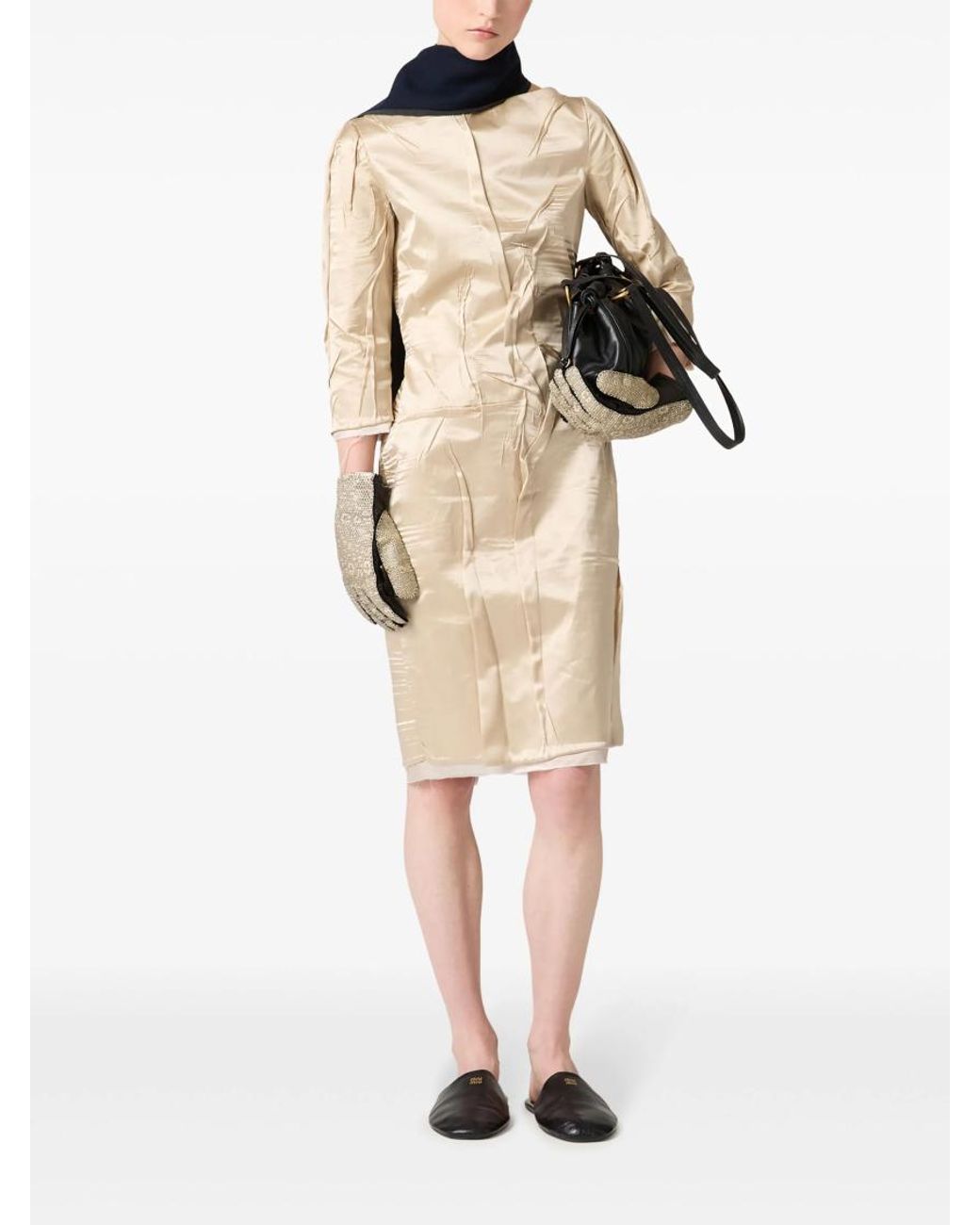 Miu Miu Natural Crêpe Satin Silk Dress