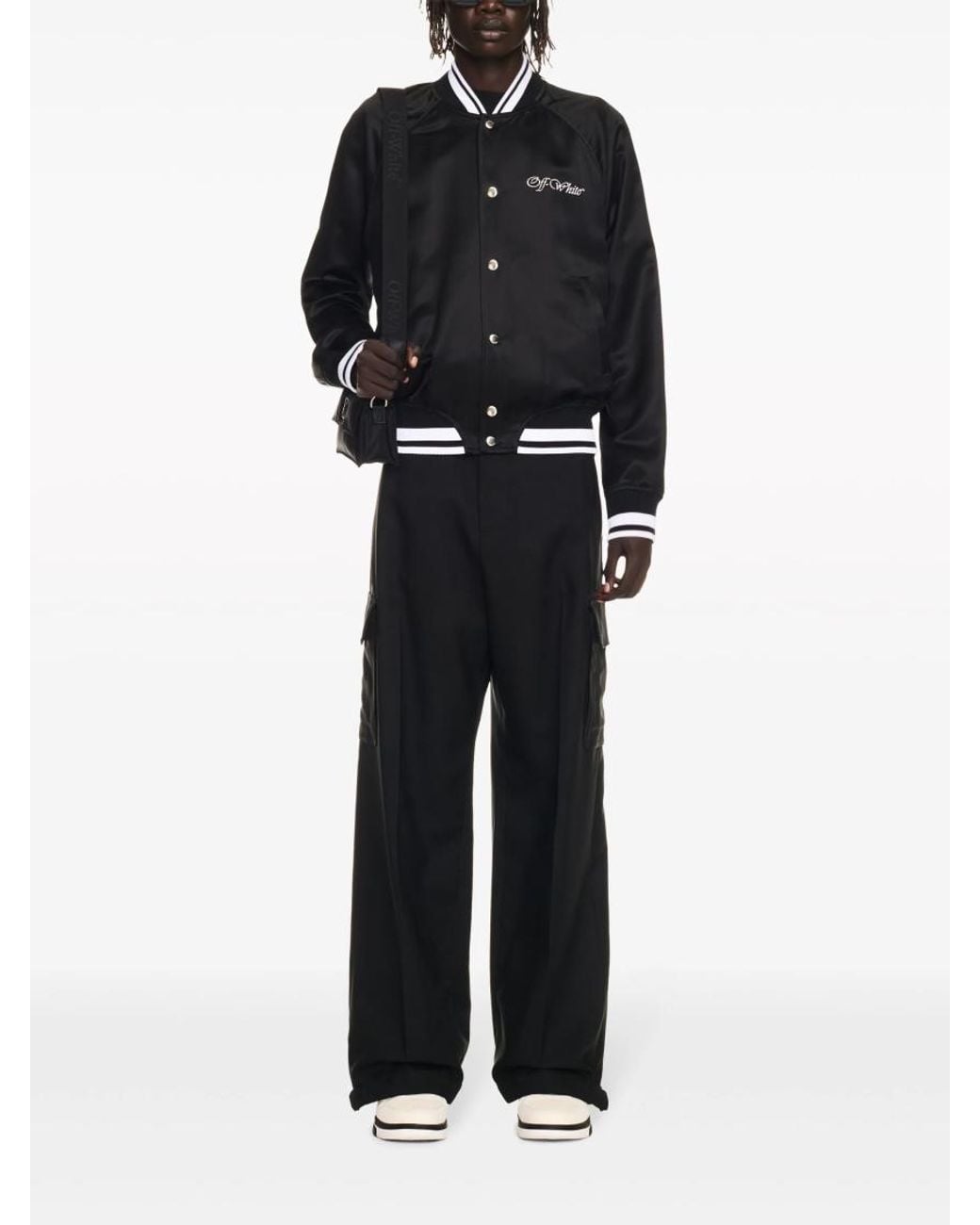 Off-White c/o Virgil Abloh Black Polyester Bomber Jacket With Contrast Detailing for men