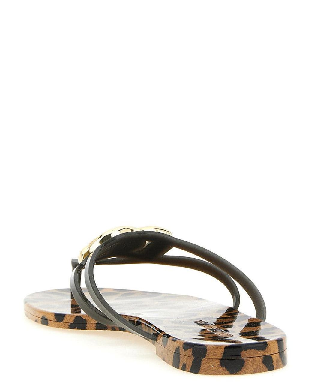 Dolce & Gabbana Black Print Slip On Sandals