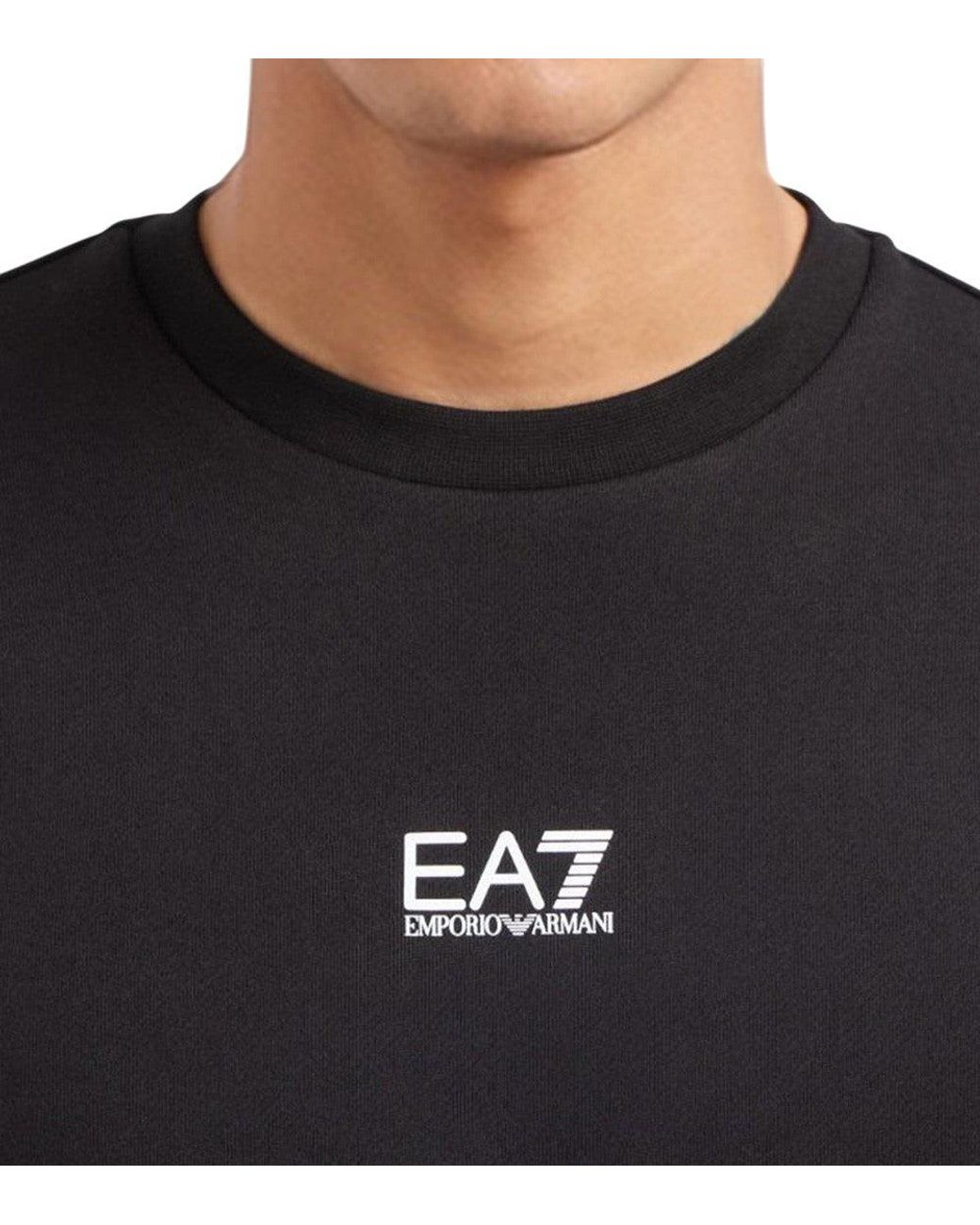 EA7 Black Logo Crew Neck Sweatshirt for men