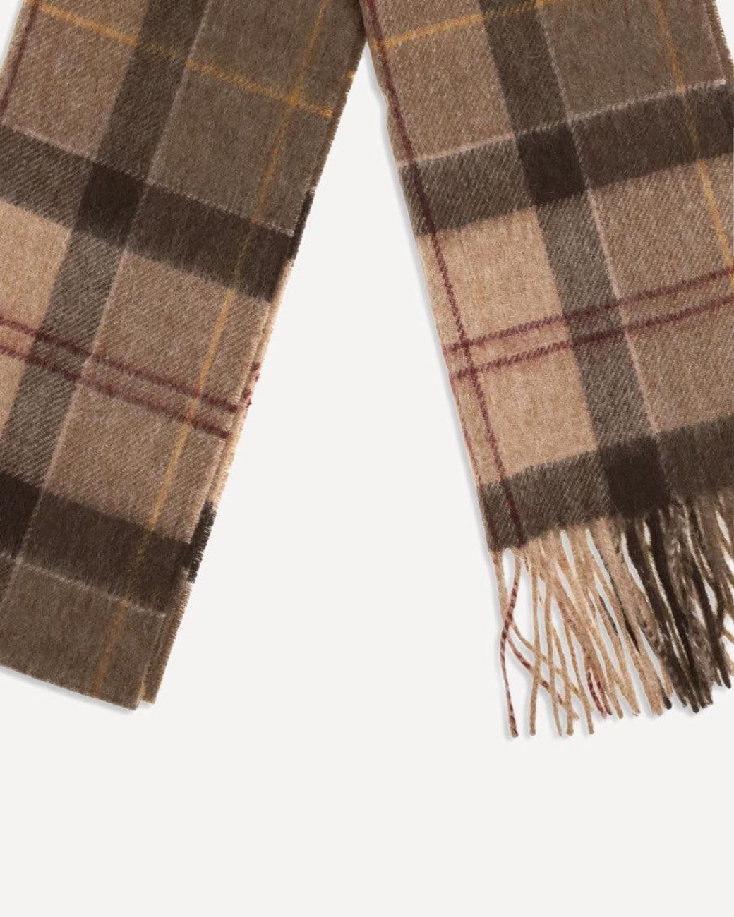 Barbour Natural Tartan Fringed Scarf Muted Tartan