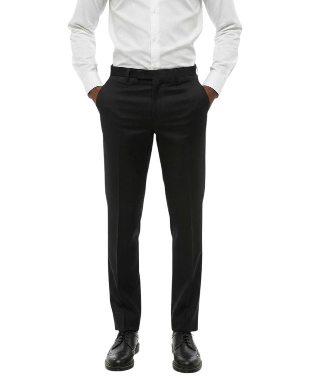 Corneliani Black Flat Front Pants for men