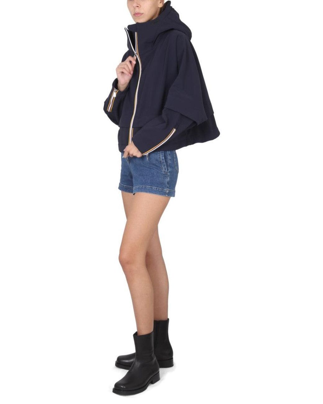 K-Way Blue Solid Hood Jacket