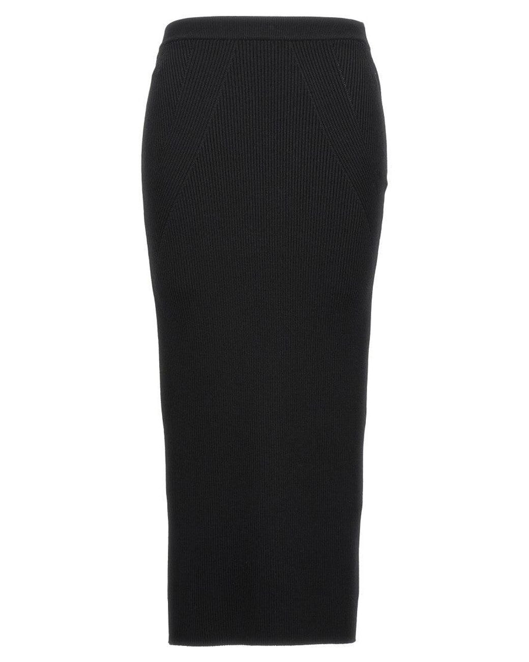 McQueen Black Textured Midi Skirt