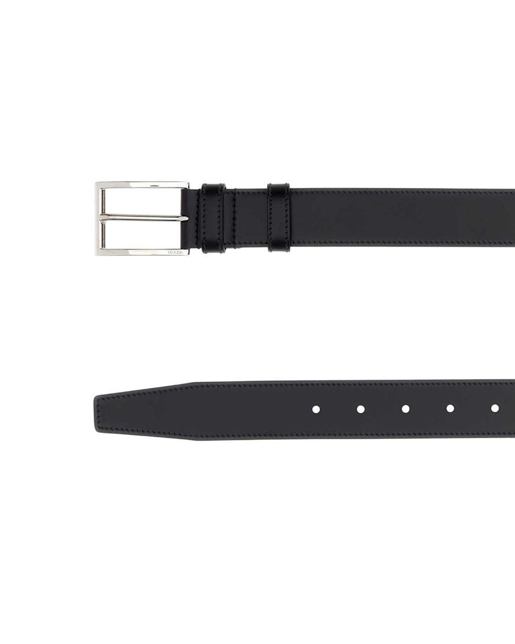 Prada Black Solid Buckle Belt for men