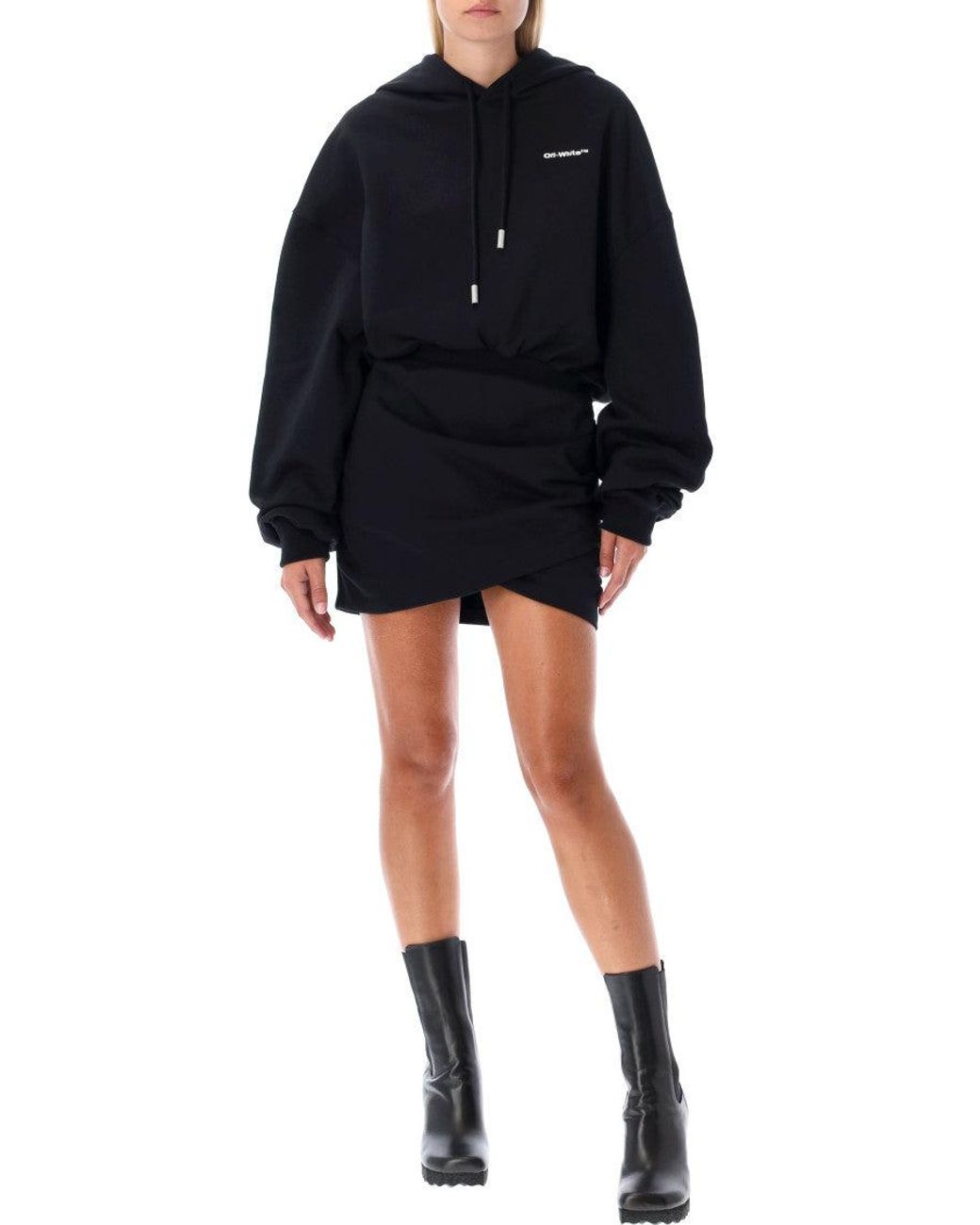 Off-White c/o Virgil Abloh Black Logo Hood Mini Dress