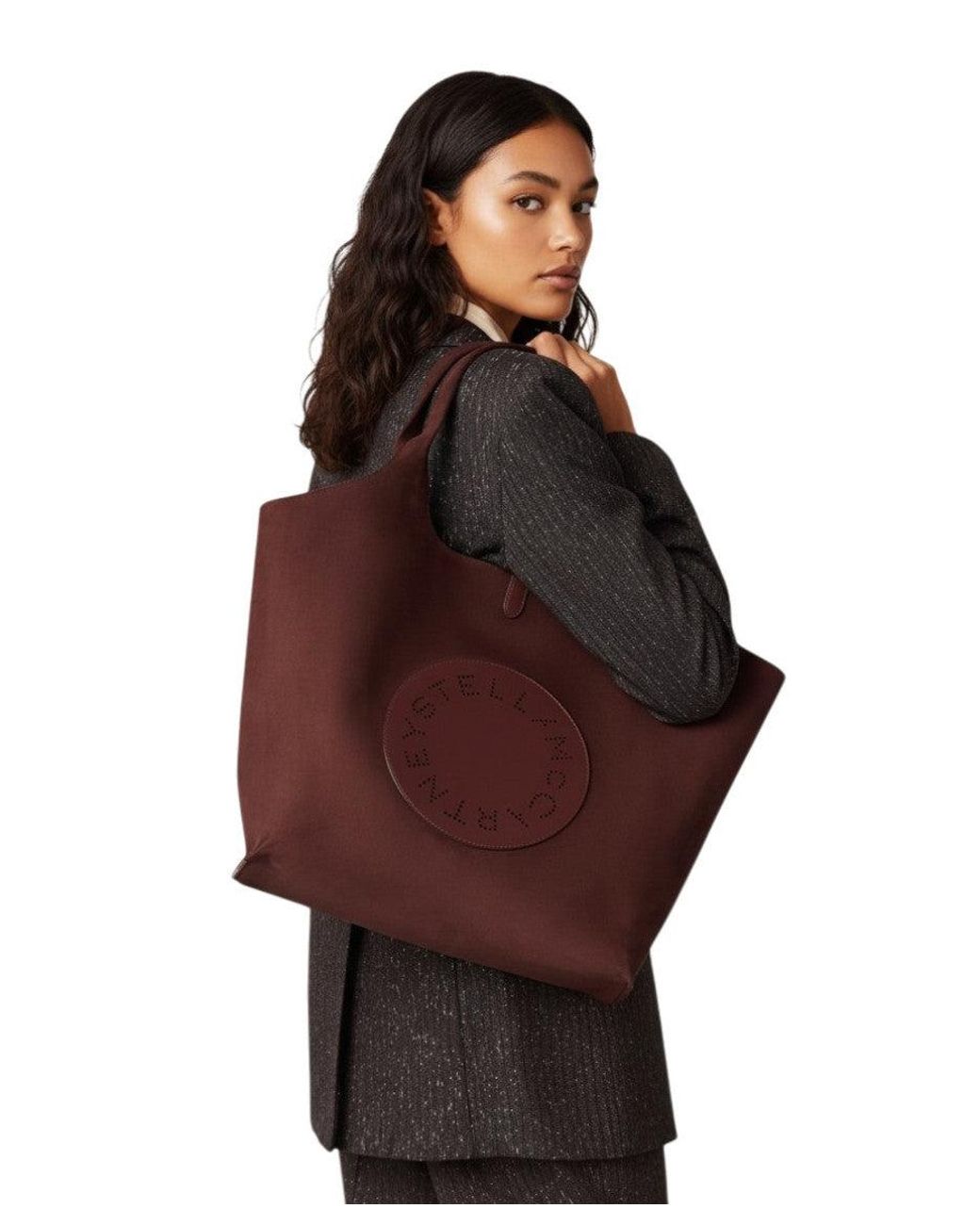 Stella McCartney Purple Burgundy Logo Reversible Large Tote