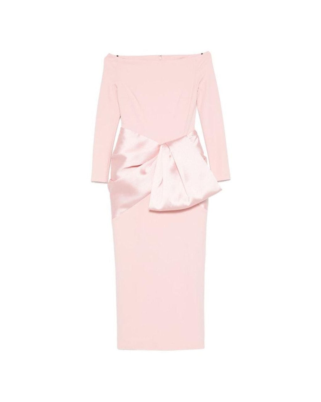 Solace London Pink Off Shoulder Midi Dress