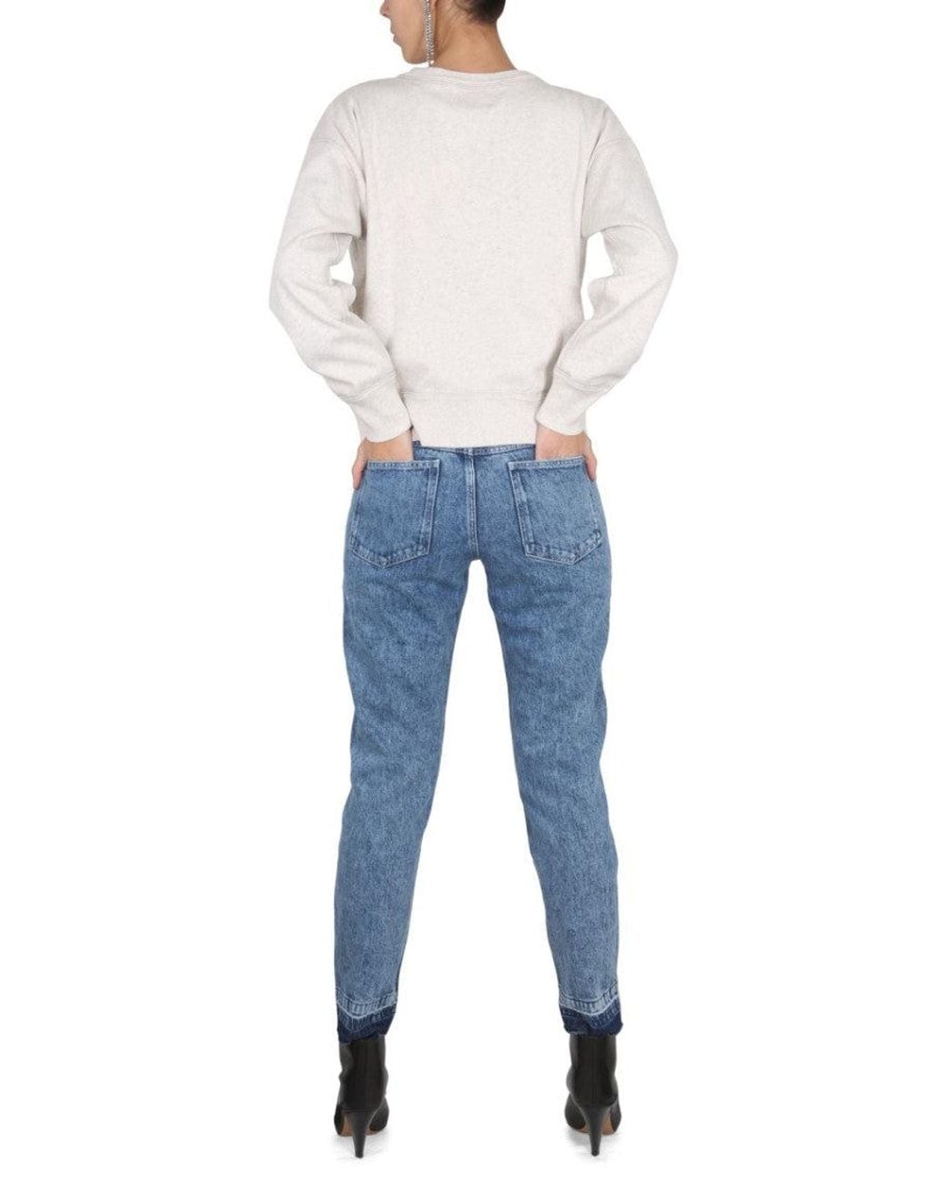 Isabel Marant Blue Denim Tapered High Rise Jeans
