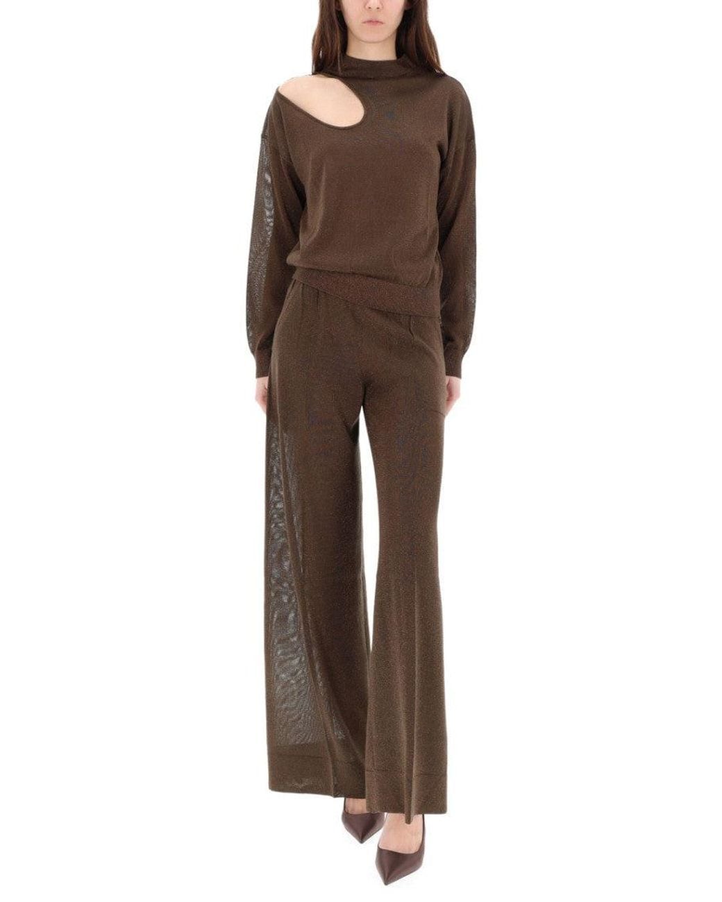 Circus Hotel Brown Mock Collar Top