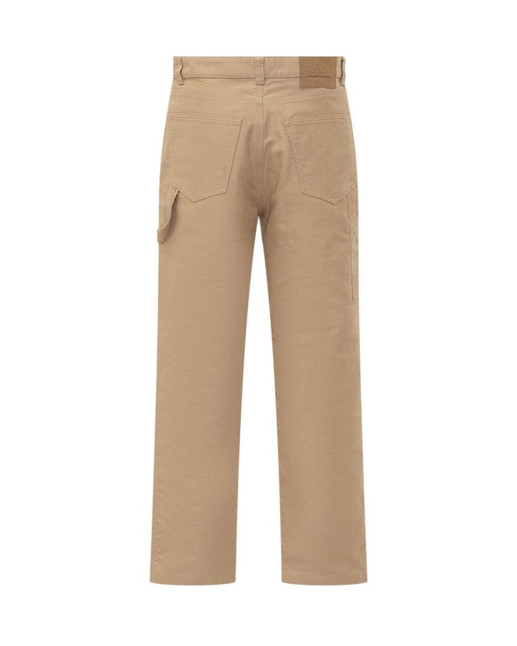 AMI Natural Straight Flat Front Pants for men