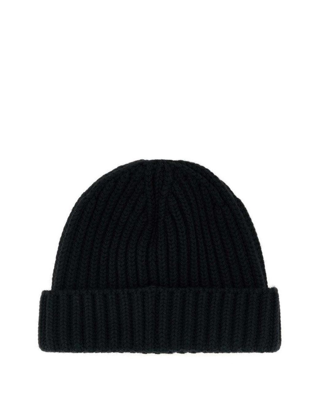 Prada Black Milano Logo Beanies Hat for men