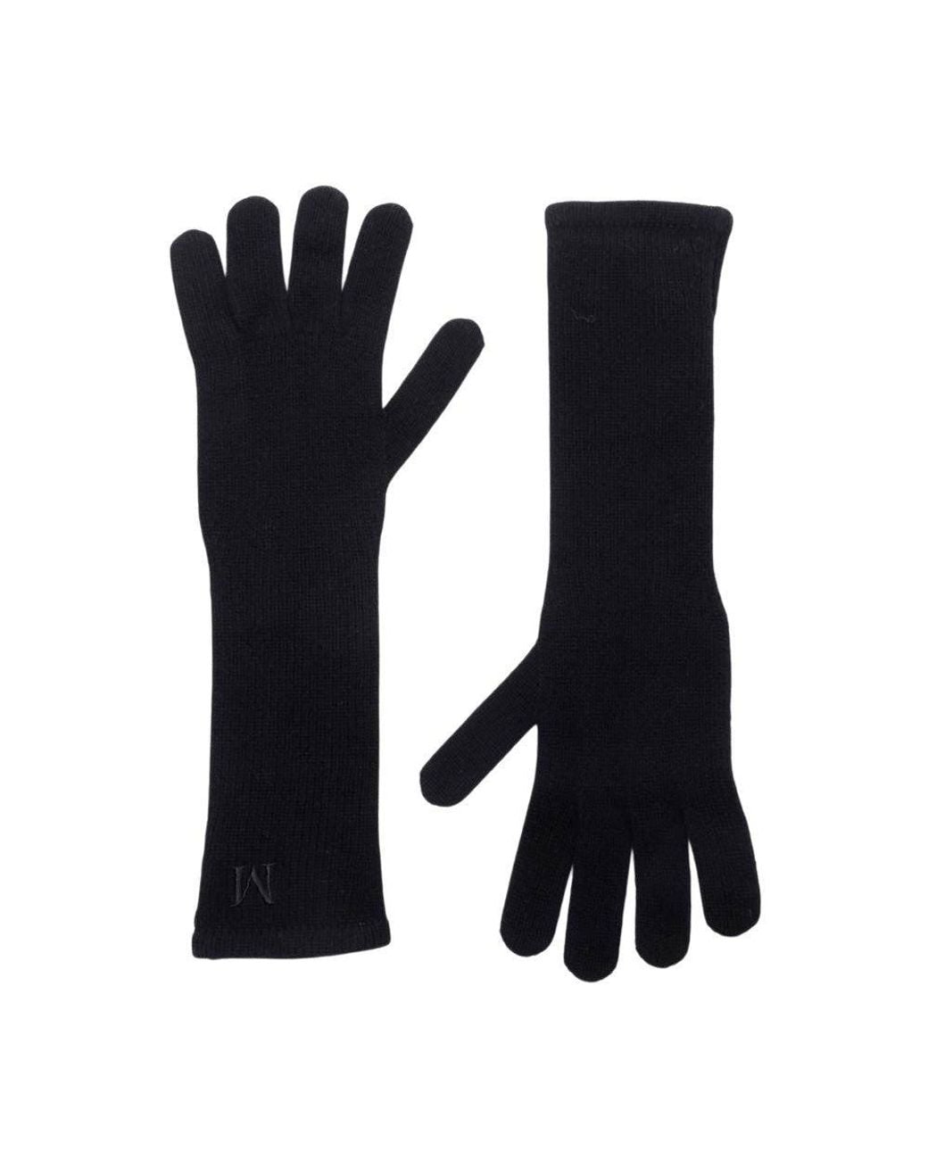 Max Mara Black Guanti Logo Gloves