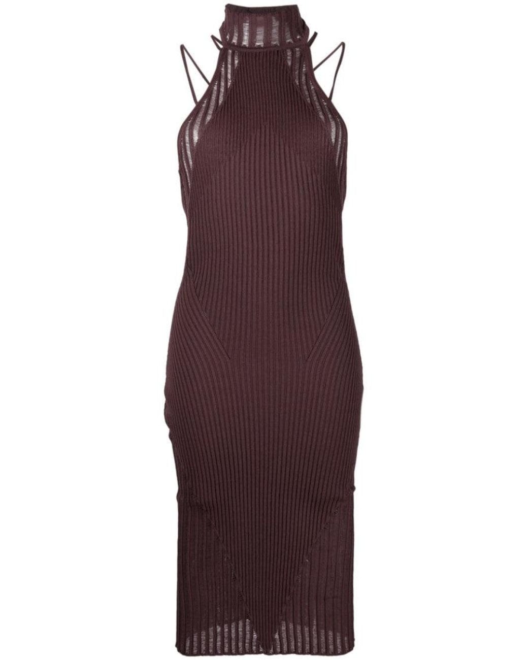 ANDREADAMO Purple Ribbed Midi Dress
