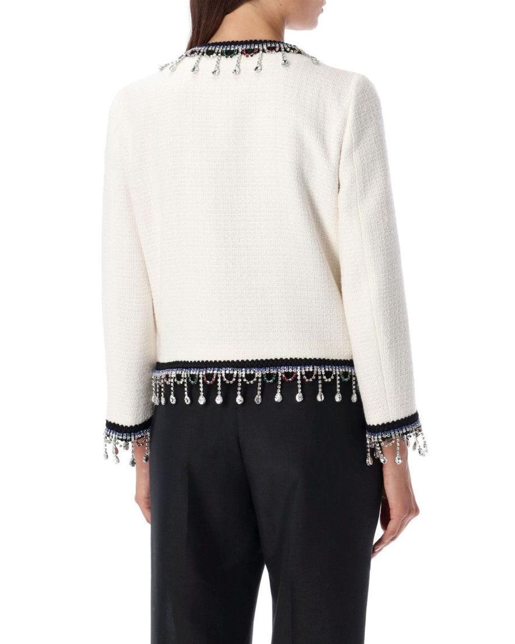 DSquared² Blue Embellished Round Neck Jacket
