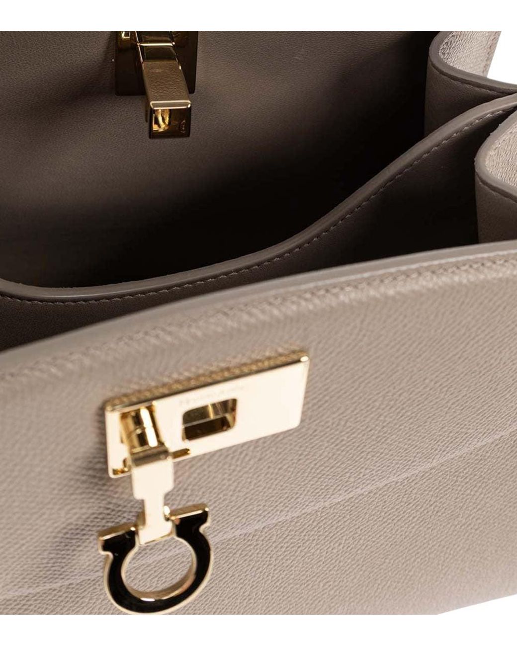 Ferragamo Brown Taupe Studio Xs Satchel