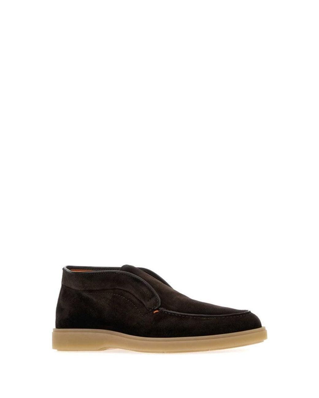 Santoni Black Suede Loafers for men