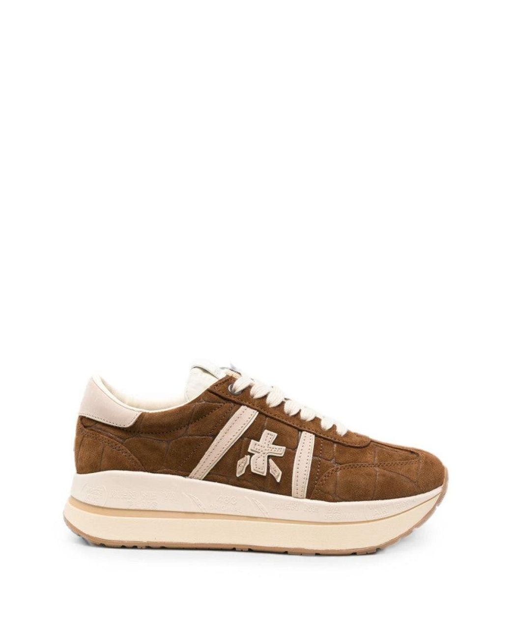 Premiata Brown Color Block Sneakers