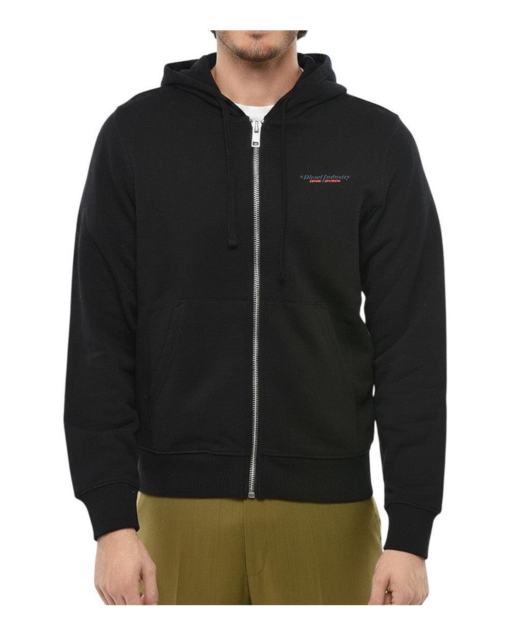 DIESEL Black Zip-Up Hoodie for men