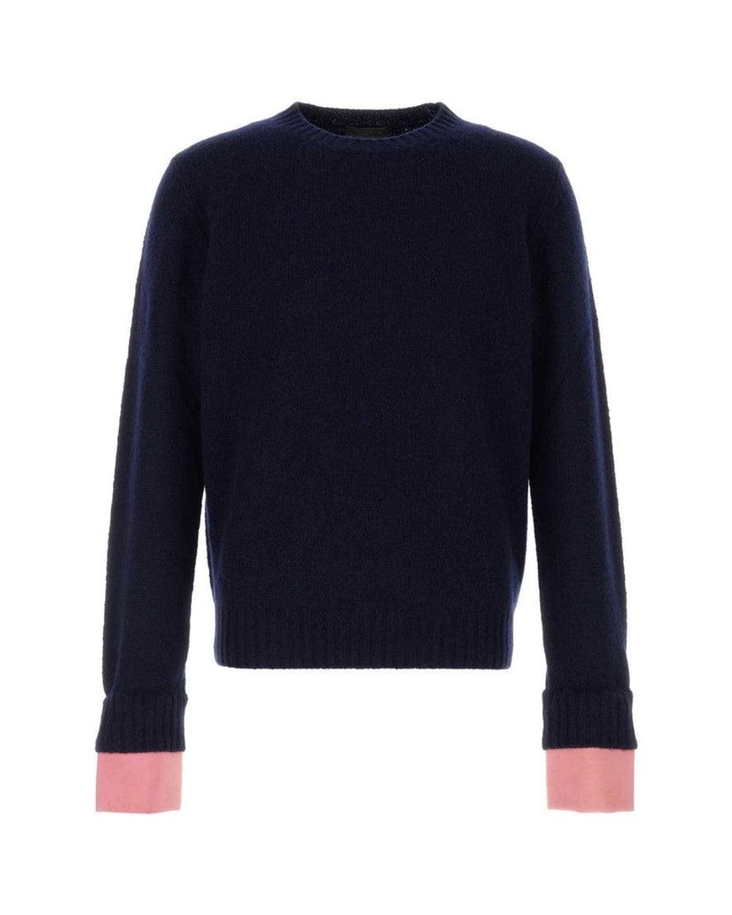 Prada Blue Crew Neck Sweater for men