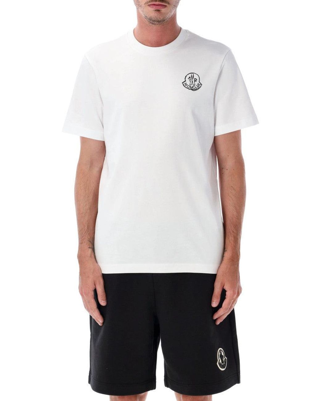Moncler White 100% Cotton Polo Shirt for men