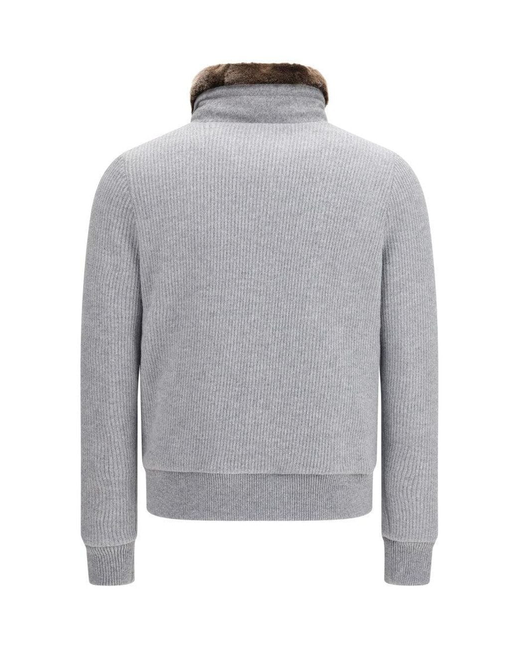 Moorer Gray Mock Collar Jacket for men
