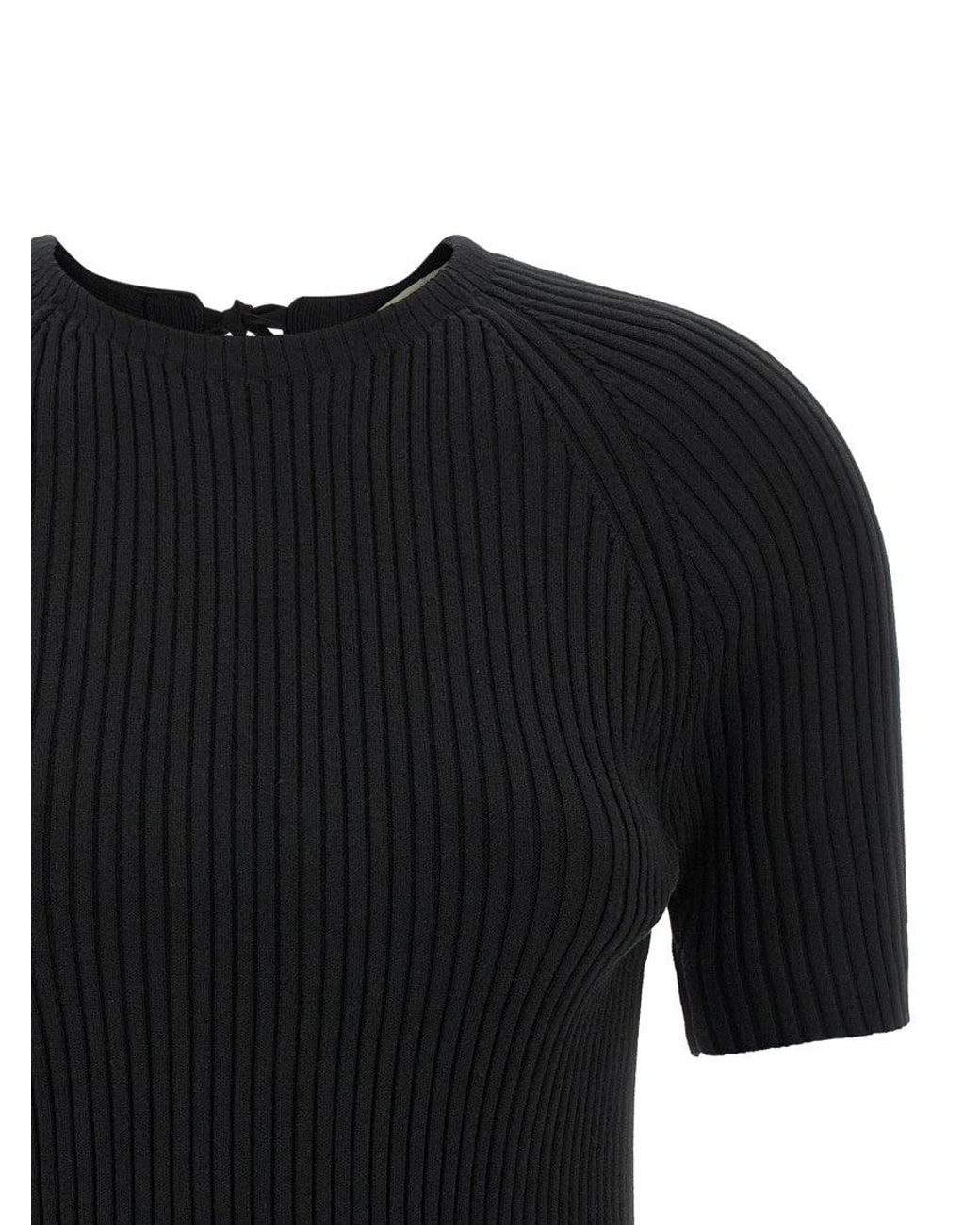 Tory Burch Black Ribbed Cotton Pullover