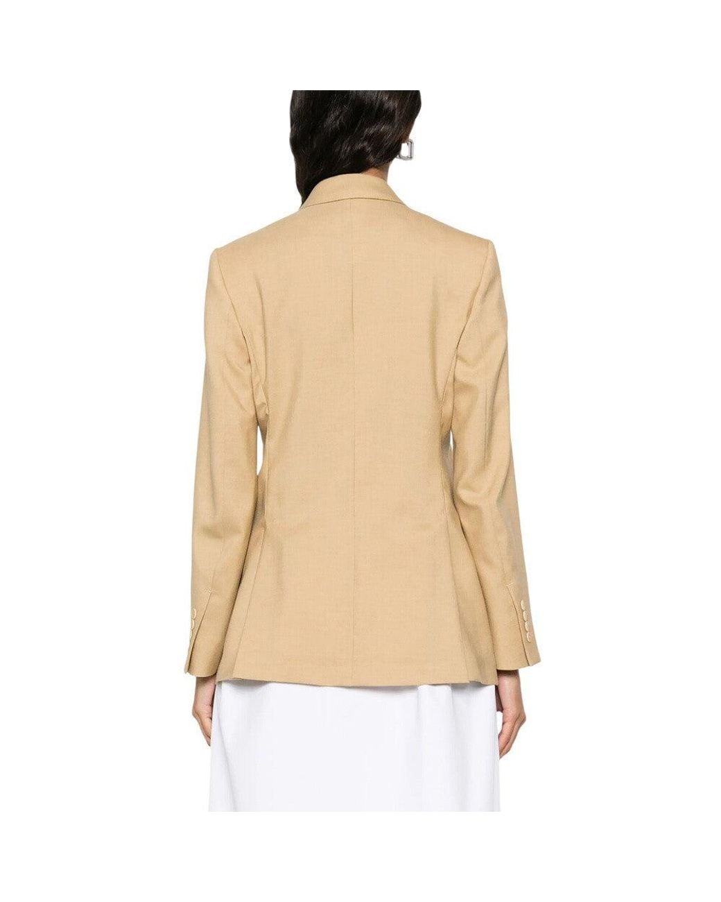 Max Mara Natural Solid Notched Lapel Blazer