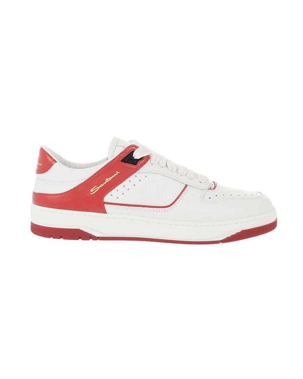 Santoni White Leather Sneakers for men