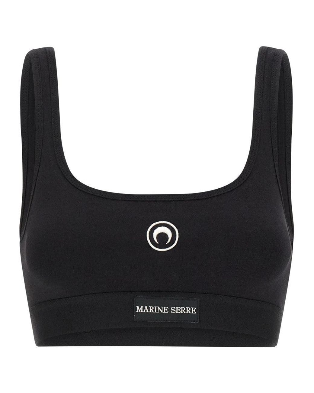 MARINE SERRE Black 'Moon Logo Stretched Jersey Sport' Top