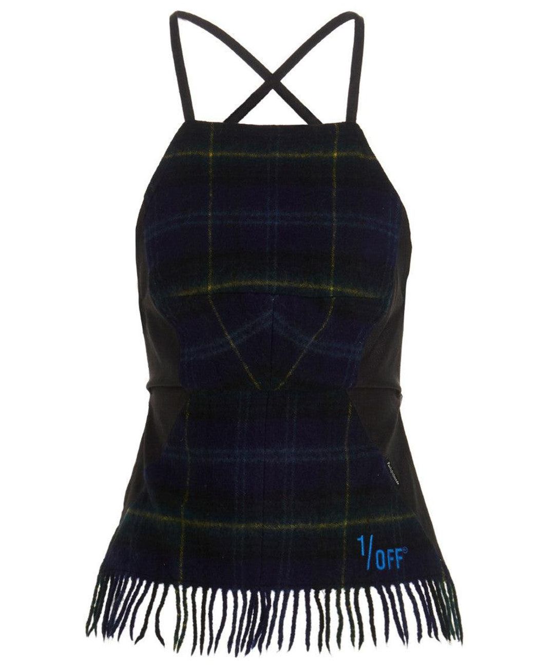 1/OFF Black Checked Scarf Top