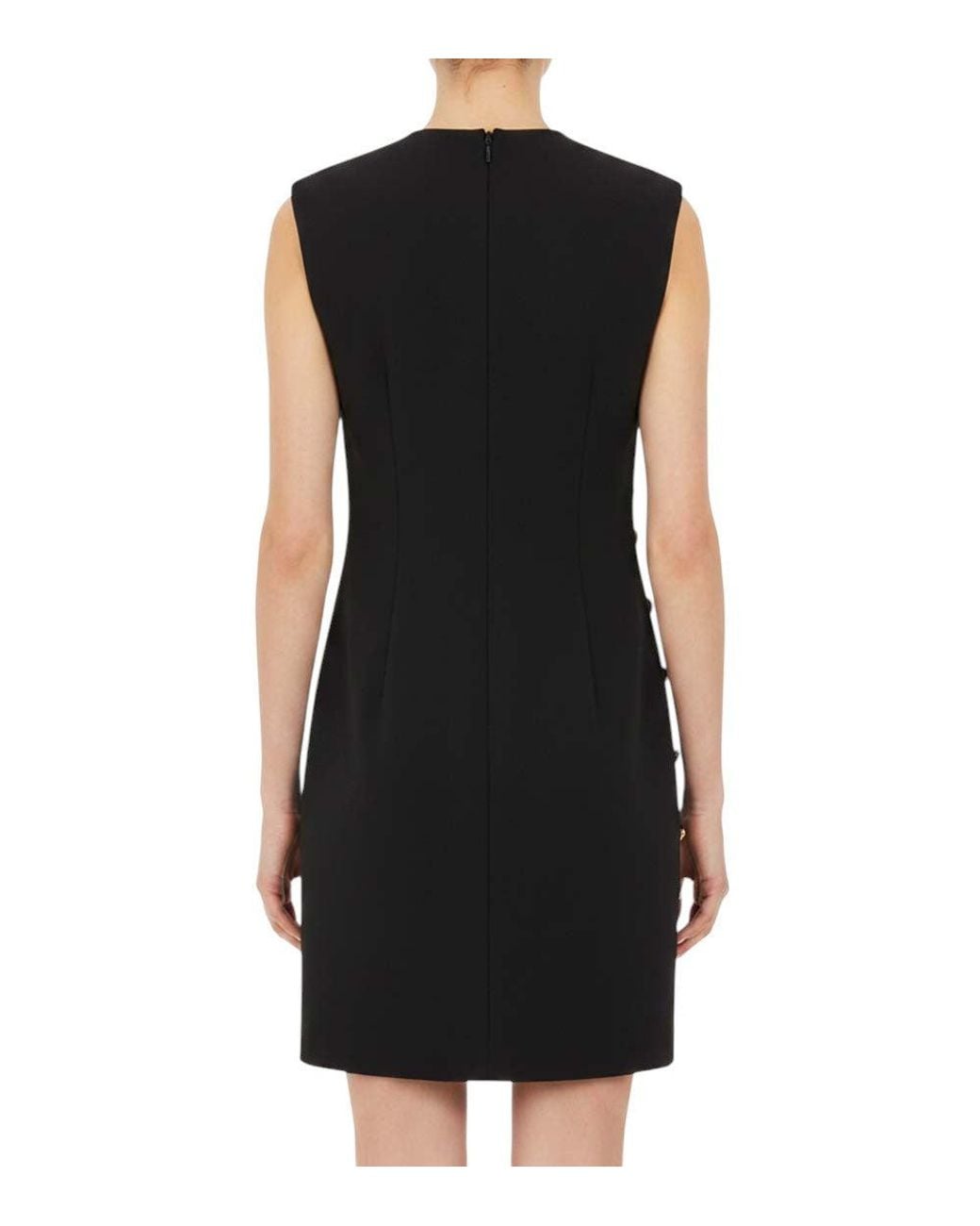 Versace Black Solid Crew Neck Mini Dress