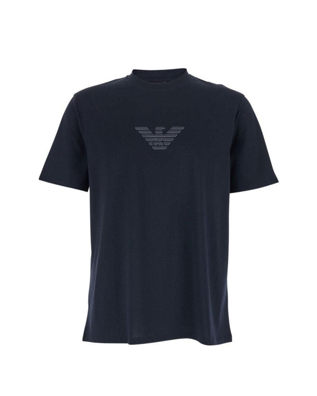 Emporio Armani Blue Crew Neck Logo T-Shirt for men
