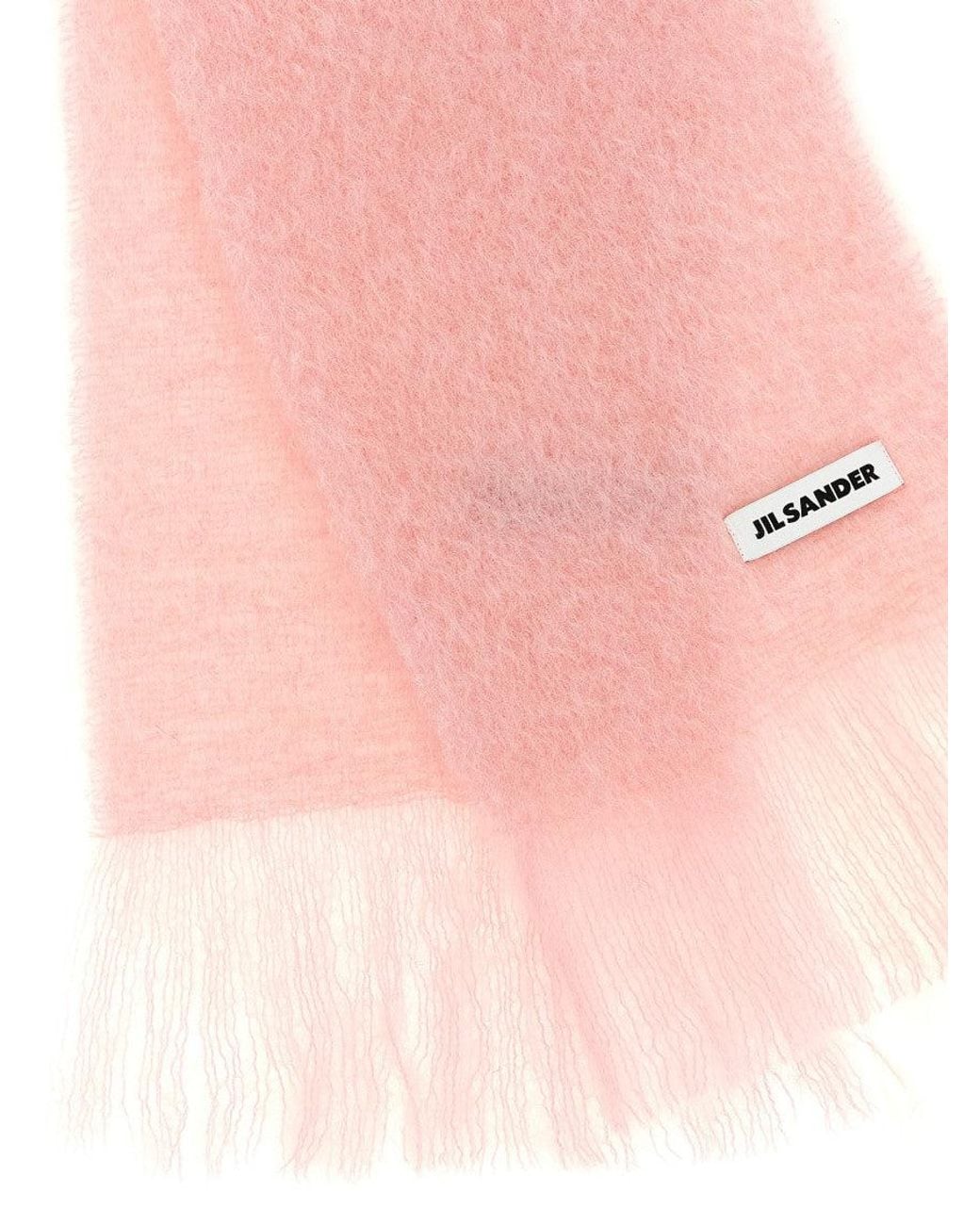 Jil Sander Pink Light Logo Solid Scarf