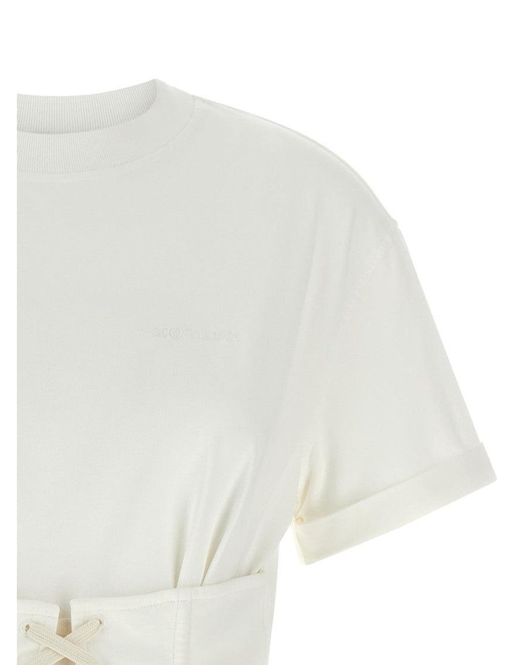 McQueen White Solid Crew Neck T-Shirt