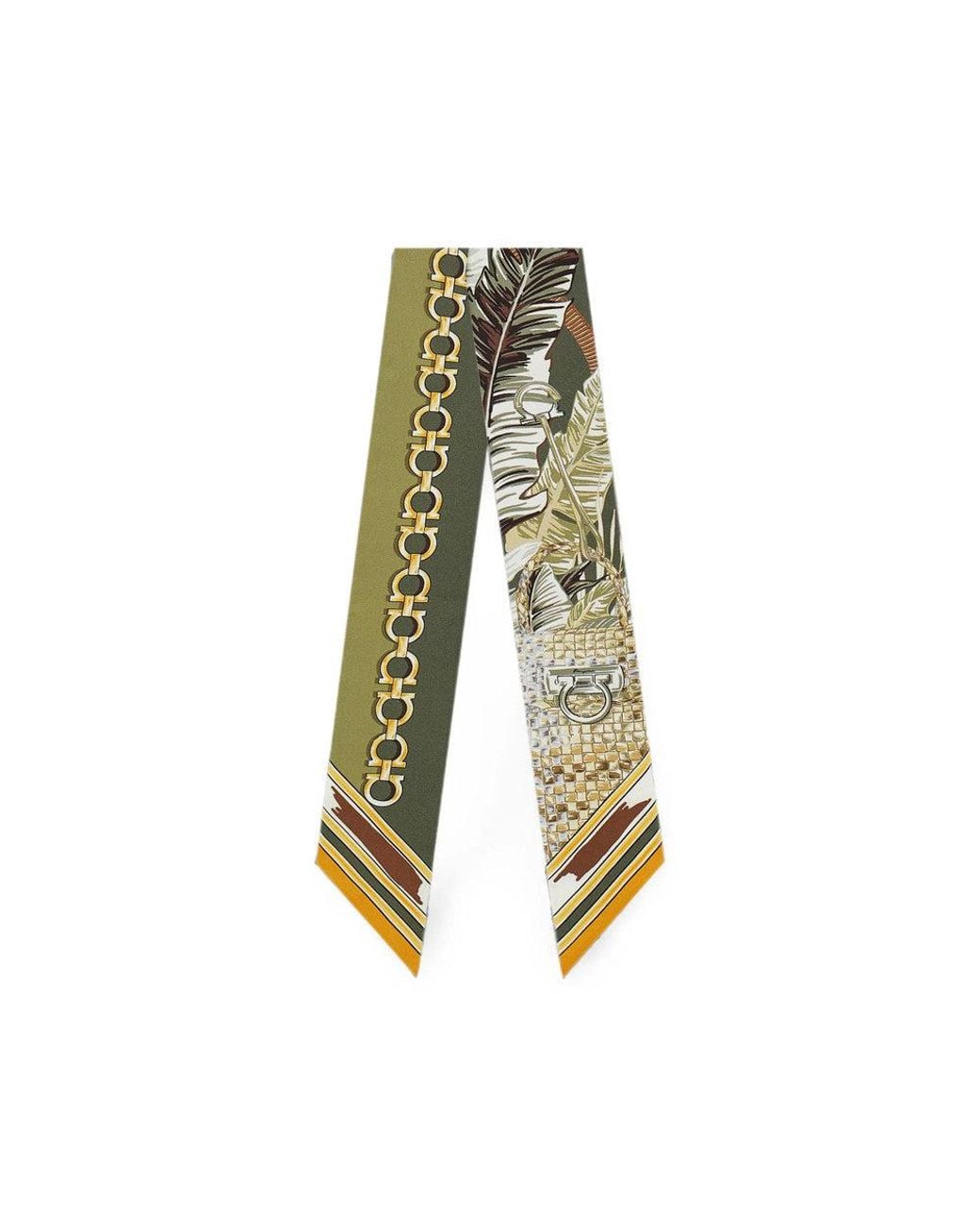 Ferragamo Green Felini Printed Scarf
