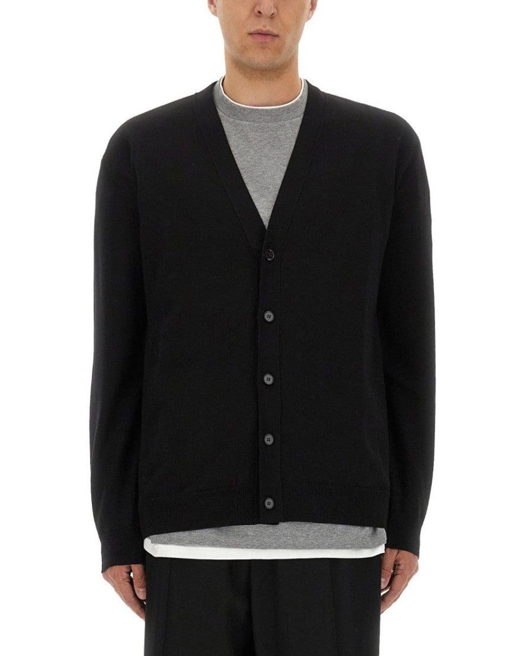 Jil Sander Black V Neck Cardigans for men