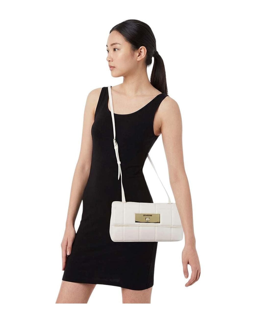 Love Moschino White Logo Medium Crossbody Bag